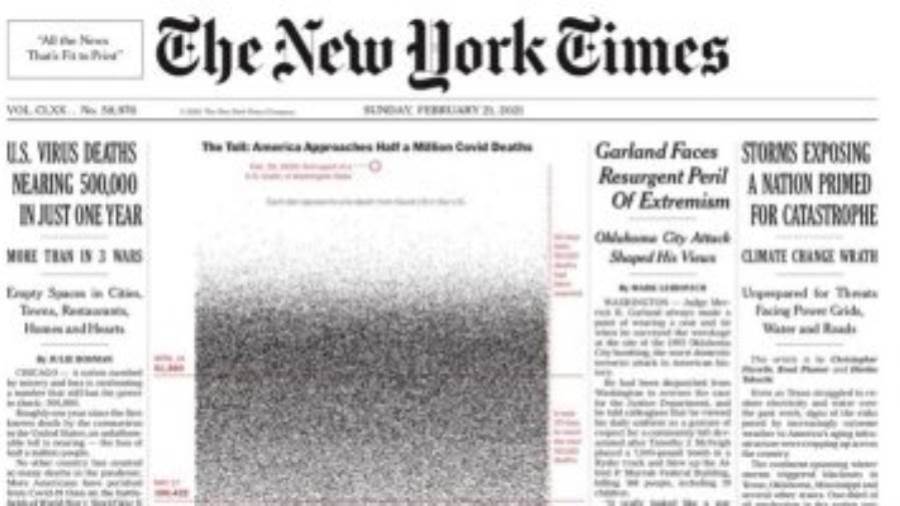 الصفحة الأولى لـنيويورك تايمز