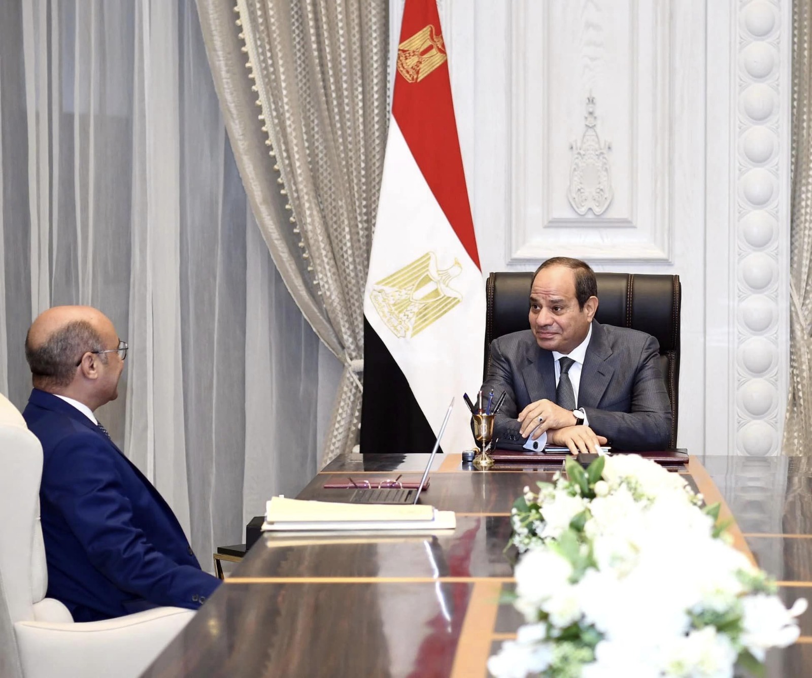 اجتماع الرئيس عبد الفتاح السيسى مع عمر مروان وزير العدل 