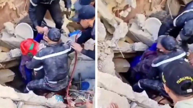 إنقاذ مسنة من تحت الأنقاض قضت 12 ساعة بعد زلزال المغرب