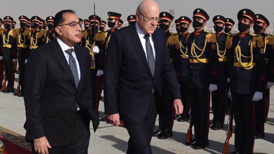 الدكتور مصطفى مدبولي يستقبل رئيس الحكومة اللبنانية