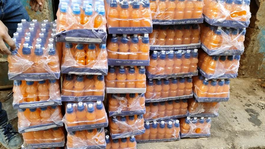 ضبط 2000 عبوة عصير داخل مصنع بير سلم بمحافظة الغربية