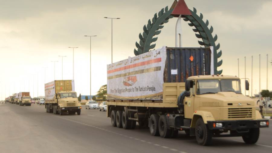 مصر ترسل قافلة تتضمن مئات الأطنان من المساعدات لدولتى سوريا 