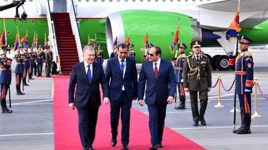 الرئيس السيسي خلال استقباله نظيره الأوزبكستاني
