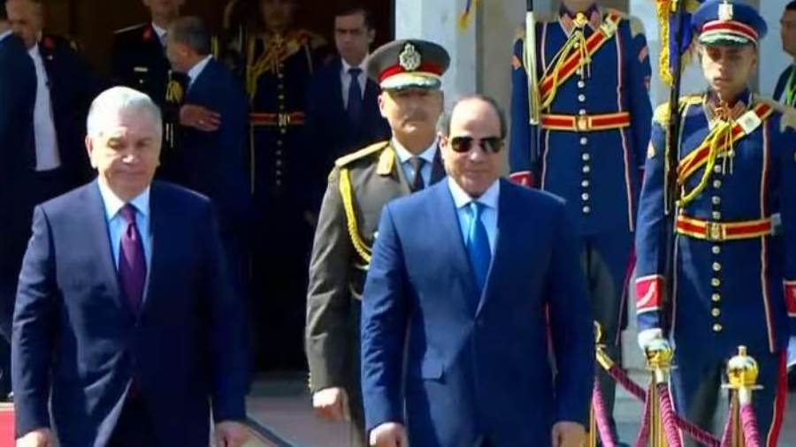 مراسم استقبال رسمية لرئيس جمهورية أوزبكستان بقصر الاتحادية
