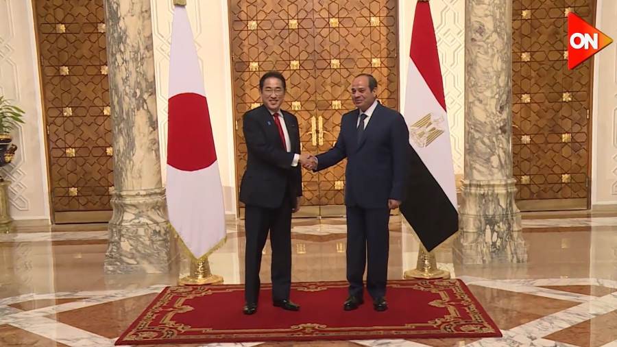 الرئيس السيسي يستقبل رئيس وزراء اليابان فى قصر الاتحادية