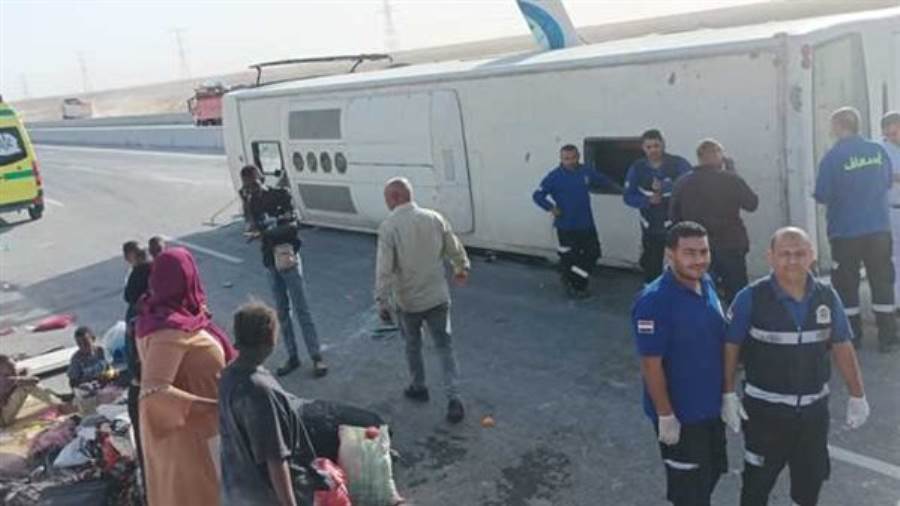 حادث انقلاب أتوبيس ببني سويف