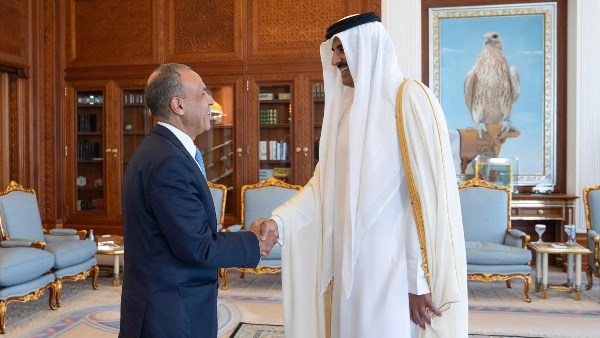مير دولة قطر يستقبل وزير الخارجية والهجرة وشئون المصريين بالخارج