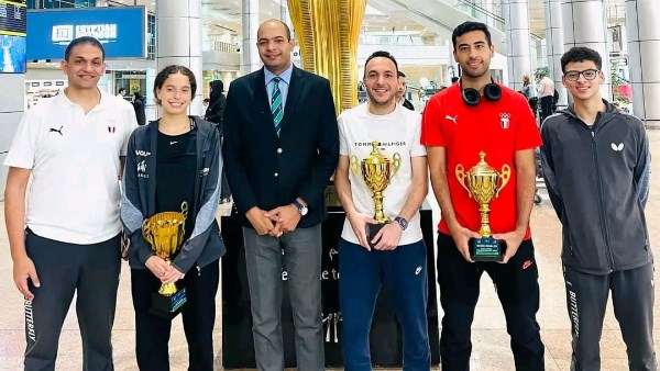 استقبال لاعبي منتخب مصر لتنس الطاولة