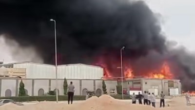 حريق مصنع بالسادات 