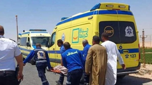 حادث انقلاب سيارة ميكروباص بقرية الدبابية 