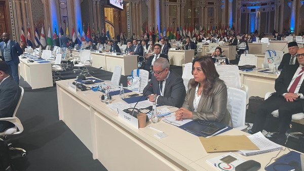 وزيرة التنمية خلال القاء بيان مصر فى مؤتمر منظمة اليونيدو 