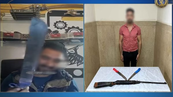 القبض علي شخص يحمل أسلحة بيضاء وبندقية صيد بالجيزة