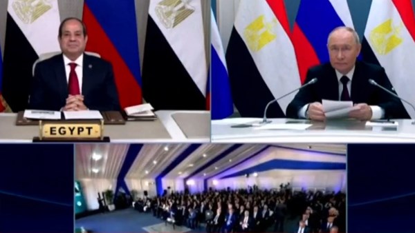 الرئيس السيسي وبوتين يشاركان في مراسم تركيب هيكل احتواء مفاعل الضبعة النووي