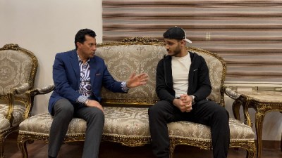 وزير الشباب والرياضة مع مصطفى حسين