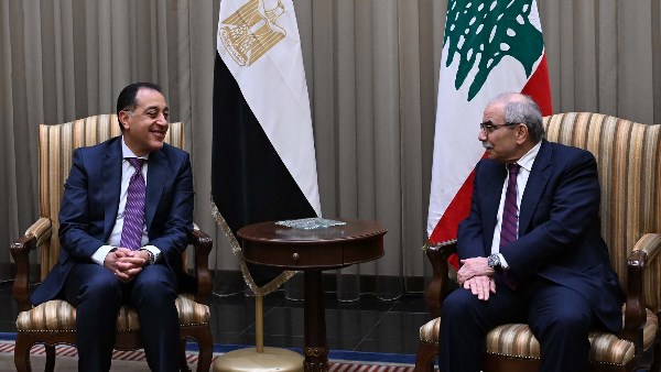 رئيس مجلس وزراء الجمهورية اللبنانية يستقبل مصطفى مدبولي بالعاصمة