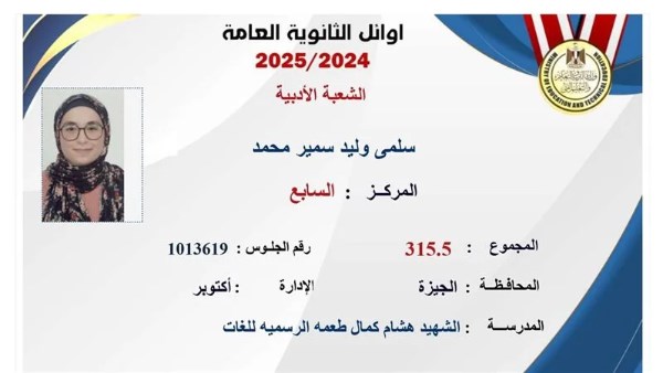  الطالبة سلمى وليد سمير 