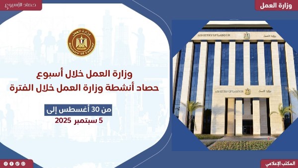 نشرت وزارة العمل اليوم الجمعة، “انفوجراف” يوضح حصاد “الوزارة” خلال الـ 7 أيام الماضية