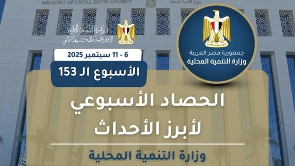 الحصاد الاسبوعي لوزارة التنمية المحلية