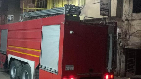 سيارات الإطفاء فى مكان الواقعة 