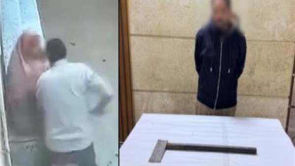 صوره المتهم أثناء الاعتداء على والدته