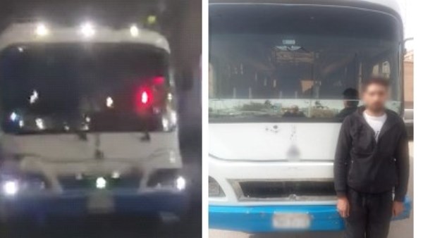 ضبط سائق "مينى باص" لسيره عكس الاتجاه