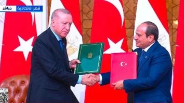 الرئيس السيسي وأردوغان يوقعان على بيان مجلس التعاون المصري التركي 