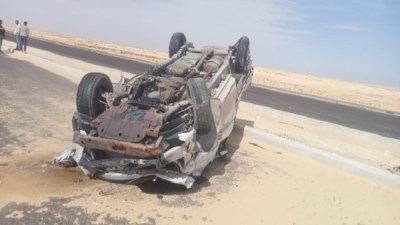  حادث انقلاب سيارة ربع نقل بمحور الضبعة