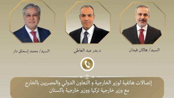 وزير الخارجية يبحث مع نظيريه الباكستاني والتركي التطورات الإقليمية وجهود خفض التصعيد