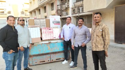 ضبط 12450 علبة سجائر مهربة و100 كجم دقيق مدعم