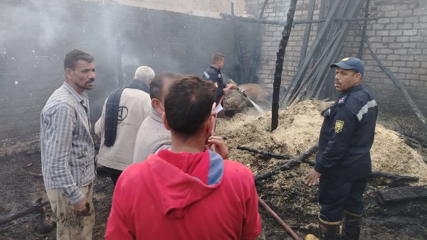 حريق هائل بقرية شطورة