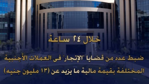 ضبط قضايا اتجار في العملات الأجنبية بقيمة 13 مليون جنيه خلال 24 ساعة 