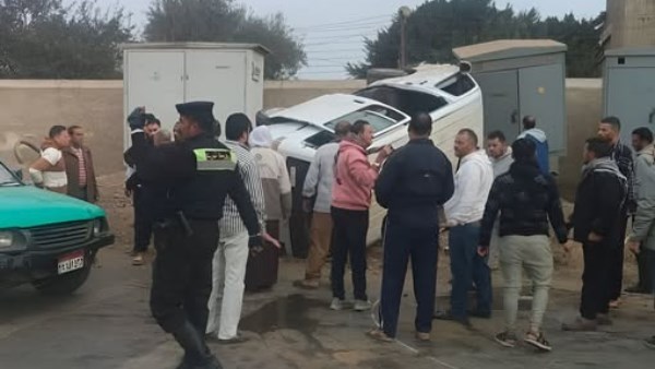 إصابة 12 شخصًا في حادث انقلاب سيارة على طريق الخطاطبة بالسادات في المنوفية 