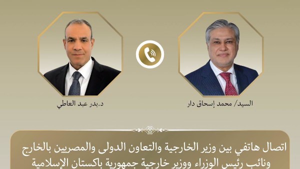 وزير الخارجية يبحث مع نظيره الباكستاني التطورات الإقليمية عقب مذكرة التفاهم بين واشنطن وطهران 