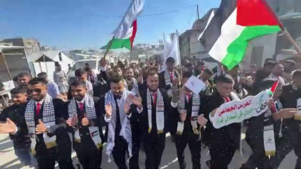 زفاف جماعي لـ150 عريسًا وعروسًا في جباليا شمال غزة وسط الركام بحضور الأهالي 