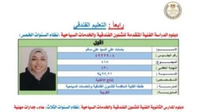 أوائل التعليم الفندقى 2026