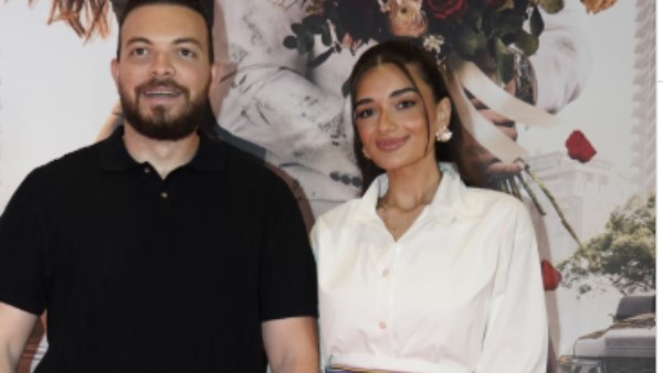 ملك زاهر وخطيبها شريف الليثي من داخل العرض الخاص لـ فيلم خلي بالك من نفسك