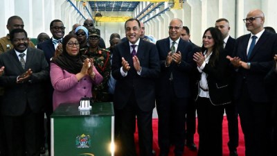 وزيرة الإسكان خلال مشاركتها فى افتتاح السد