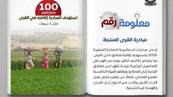 «القرى المنتجة».. مبادرة لإنشاء 100 مصنع صغير وتوفير فرص عمل جديدة