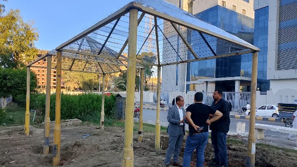 مظلات واستراحة لمرافقي مرضى الأورام بعد تطوير حديقة كفرالشيخ