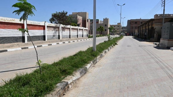 إنترلوك ومظلات وتشجير.. تطوير طريق الخدمات وشارع المدارس بالبحيرة