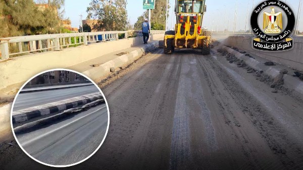 الانتهاء من إزالة الأسفلت المتضرر بطريق الخدمة في إيتاي البارود 
